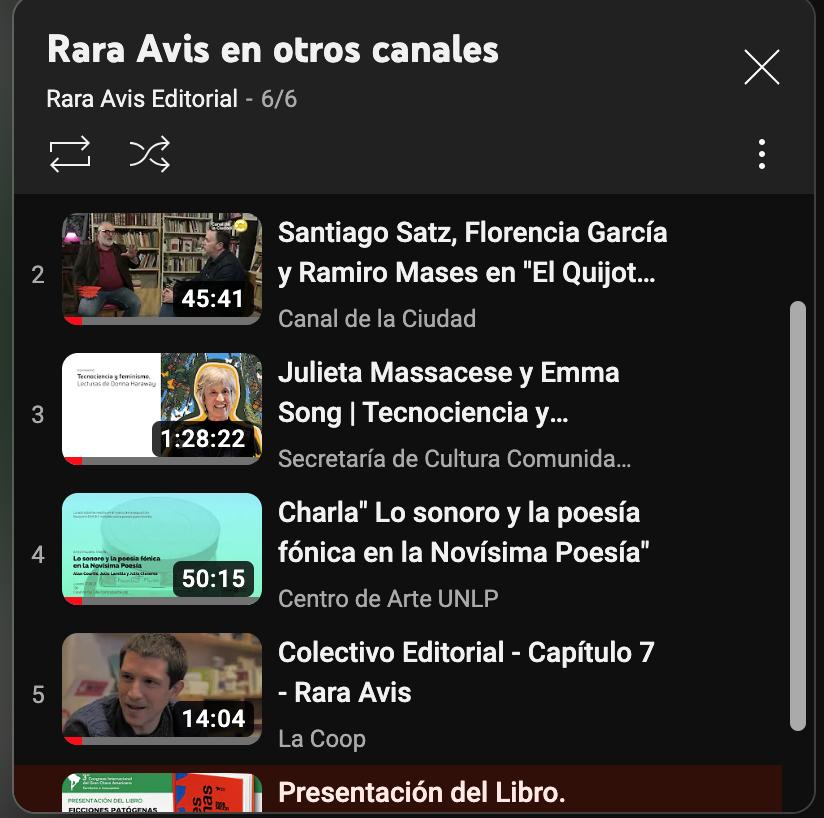 Lista de Rara Avis en otros canales de YouTube